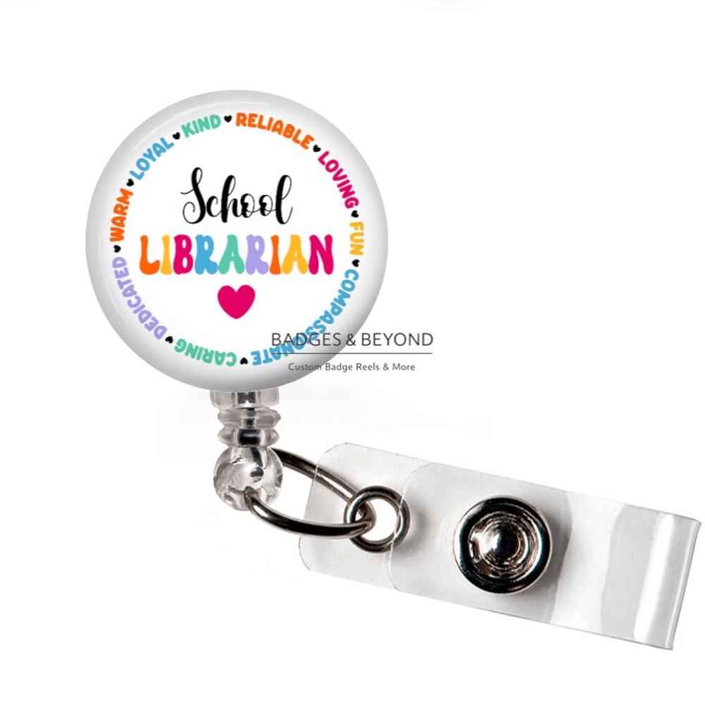 📚✨ School Librarian Badge Reel | Retractable ID Name Tag Holder